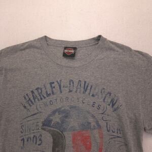 Harley Davidson Casual Short Sleeve Graphic Shirt Mens Size Medium M Gray